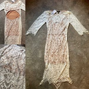 Forever 21  White Lace Dress with Nude Slip